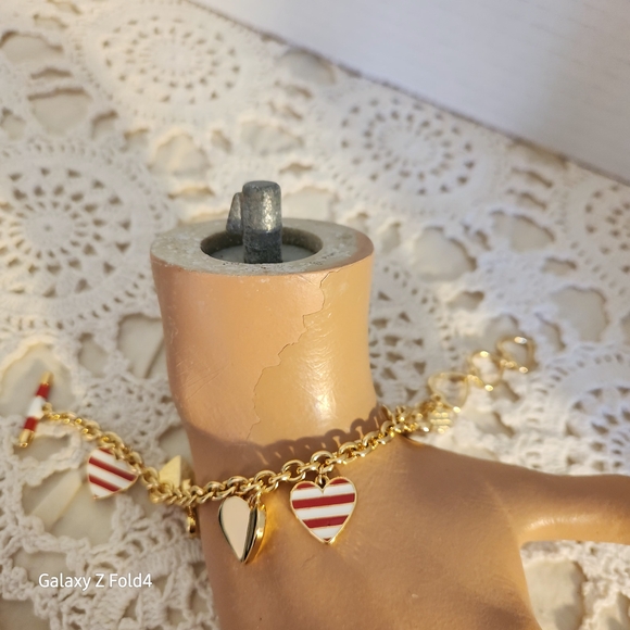 Talbots Gold and Red Heart Charm Bracelet - Picture 3 of 6